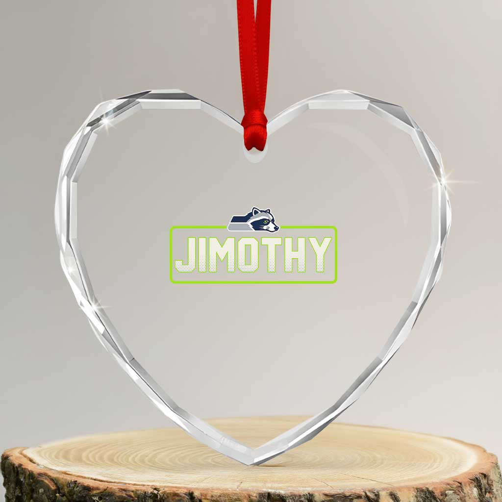Funny Seattle Jimothy The Raccoon Heart Crystal Glass Ornament Football Parody Viral Trash Panda Feral Meme TS12 Transparent Glass 3'' Heart Print Your Wear