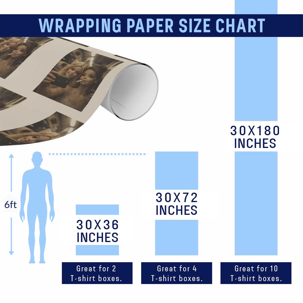 Funny Selfie Doll Meme Wrapping Paper Roll Aesthetic Doll Face Graphic TS12 Print Your Wear