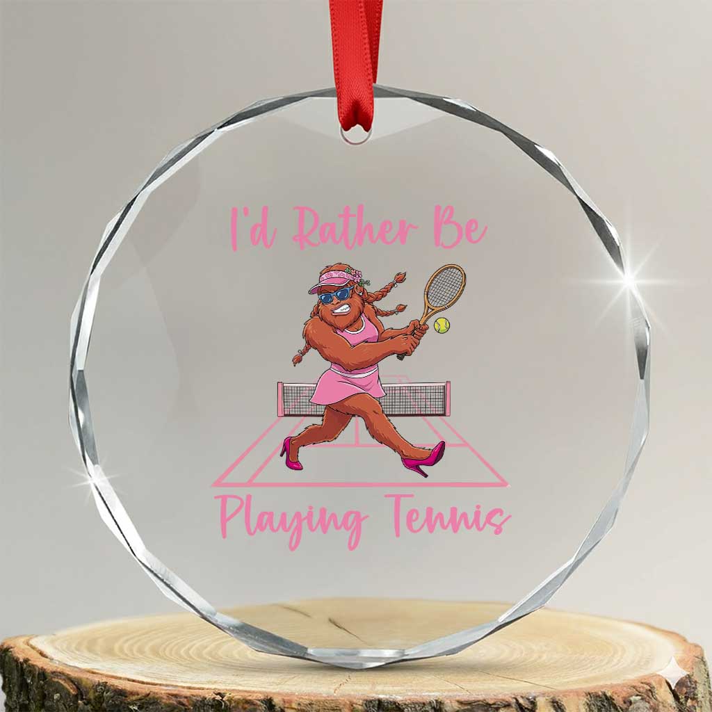 Funny Sexy Bigfoot Playing Tennis Crystal Glass Ornament Gift For Girls TS12 Transparent Glass 3'' Circle Print Your Wear