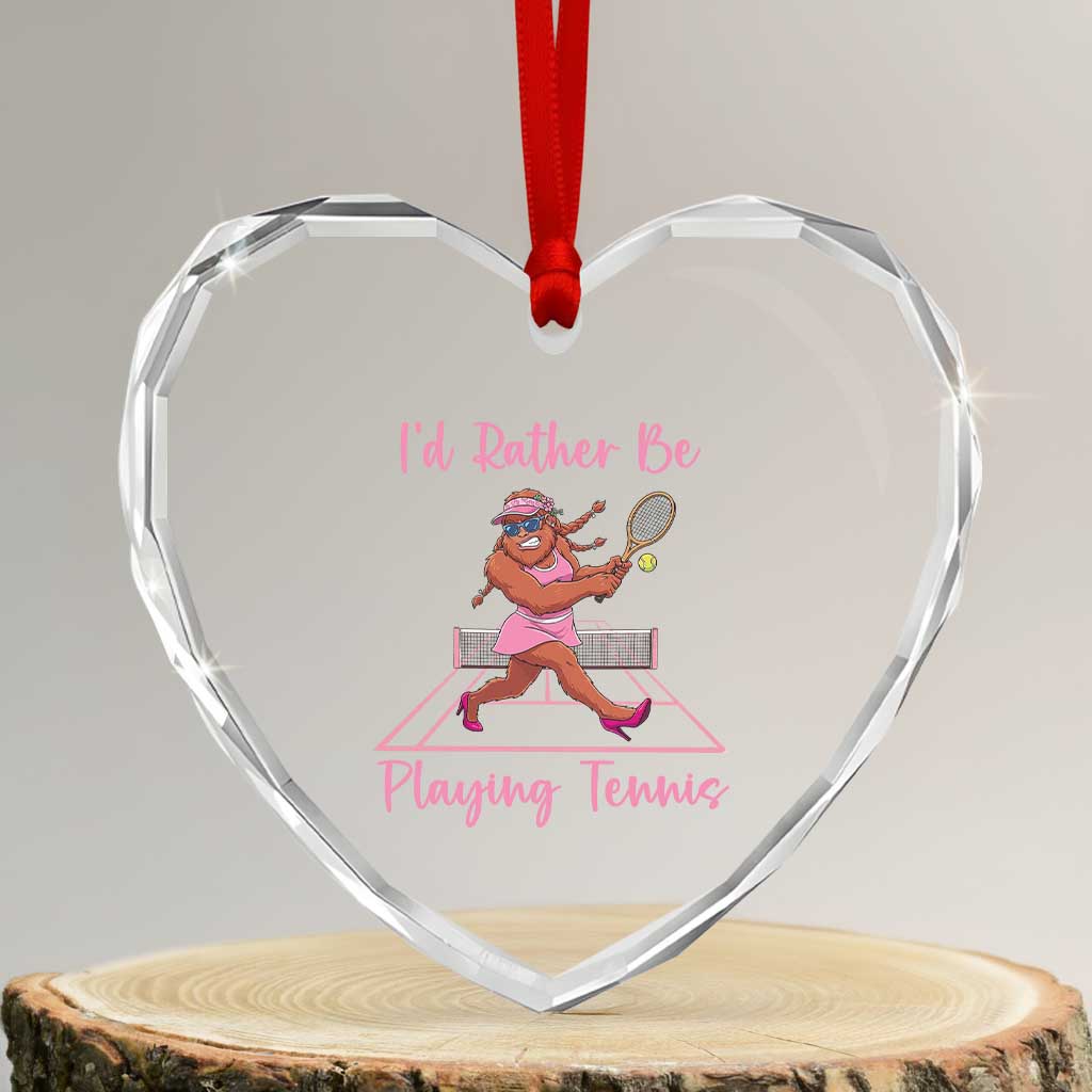Funny Sexy Bigfoot Playing Tennis Heart Crystal Glass Ornament Gift For Girls TS12 Transparent Glass 3'' Heart Print Your Wear
