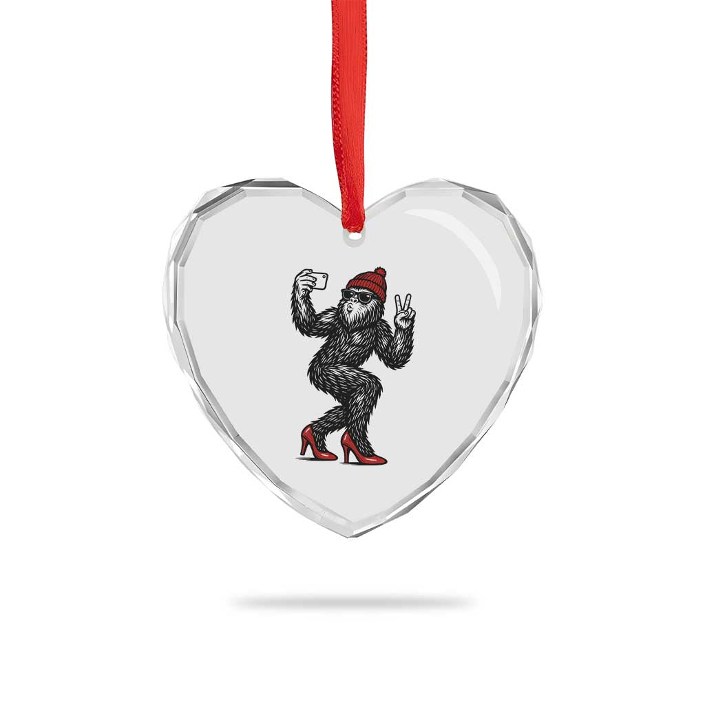 Funny Sexy Bigfoot Selfie Heart Crystal Glass Ornament Sasquatch Lover Gift TS12 Print Your Wear