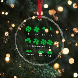 Funny Shamrock Fraction Crystal Glass Ornament St Patrick's Day Math Lover TS02 Print Your Wear
