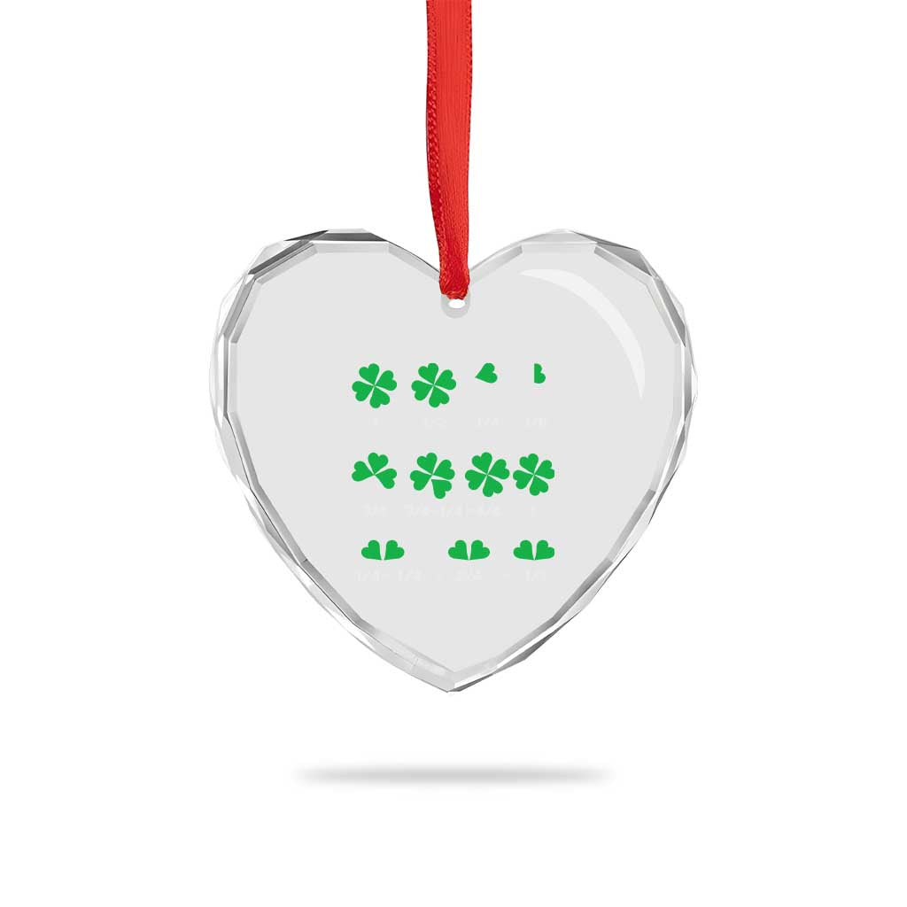 Funny Shamrock Fraction Heart Crystal Glass Ornament St Patrick's Day Math Lover TS02 Print Your Wear