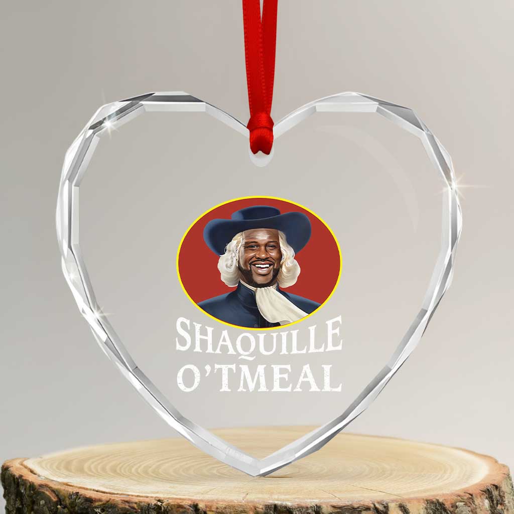 Funny Shaquille Oatmeal Heart Crystal Glass Ornament Shaq O'neal Meme Cereal Parody TS02 Transparent Glass 3'' Heart Print Your Wear