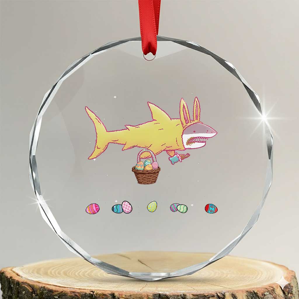 Funny Shark Easter Crystal Glass Ornament Cute Bunny Ears Eggs Hunting Teens Boys Kids TS10 Transparent Glass 3'' Circle Print Your Wear