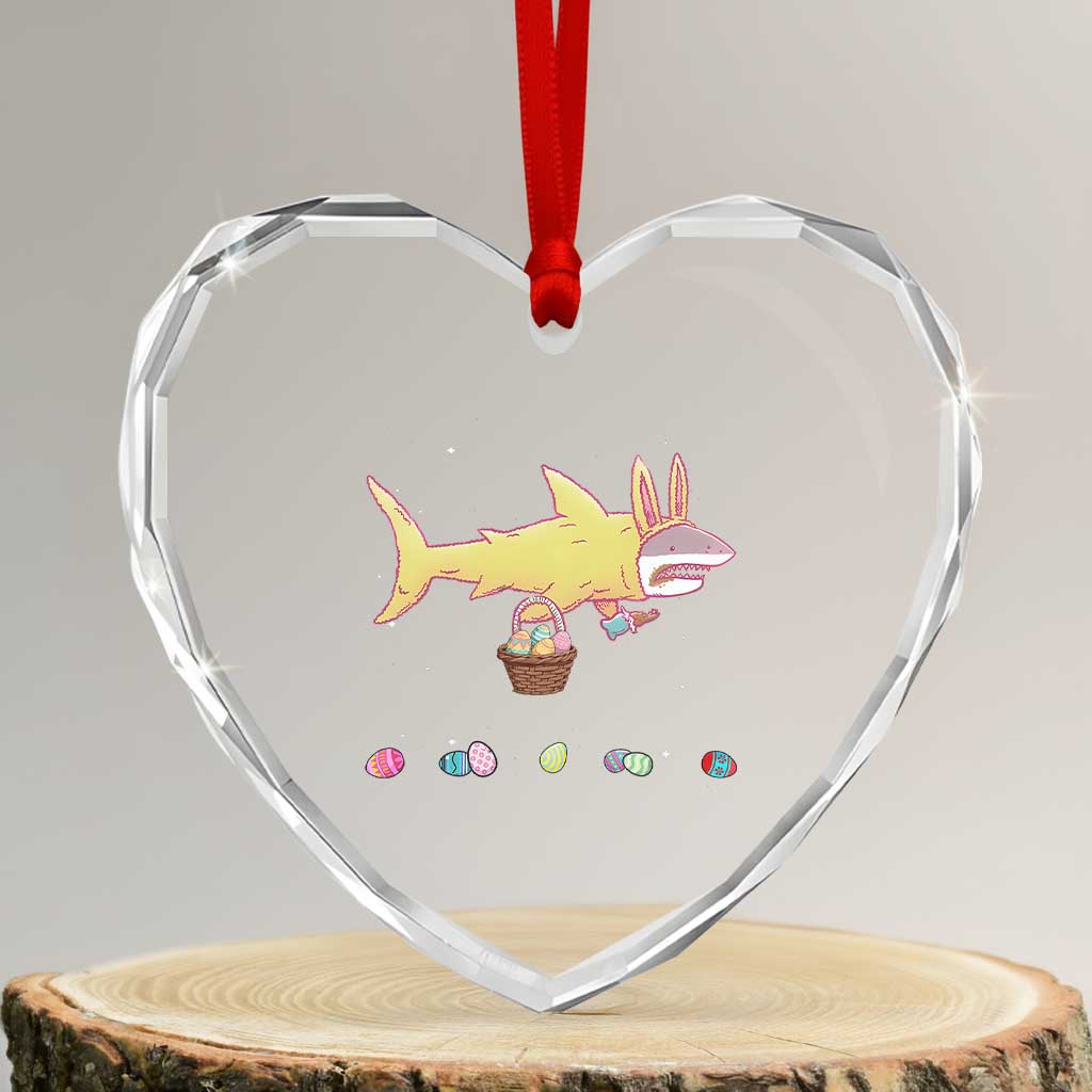 Funny Shark Easter Heart Crystal Glass Ornament Cute Bunny Ears Eggs Hunting Teens Boys Kids TS10 Transparent Glass 3'' Heart Print Your Wear
