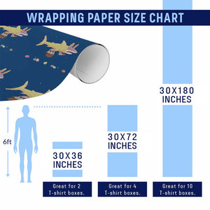 Funny Shark Easter Wrapping Paper Roll Cute Bunny Ears Eggs Hunting Teens Boys Kids TS10 Print Your Wear