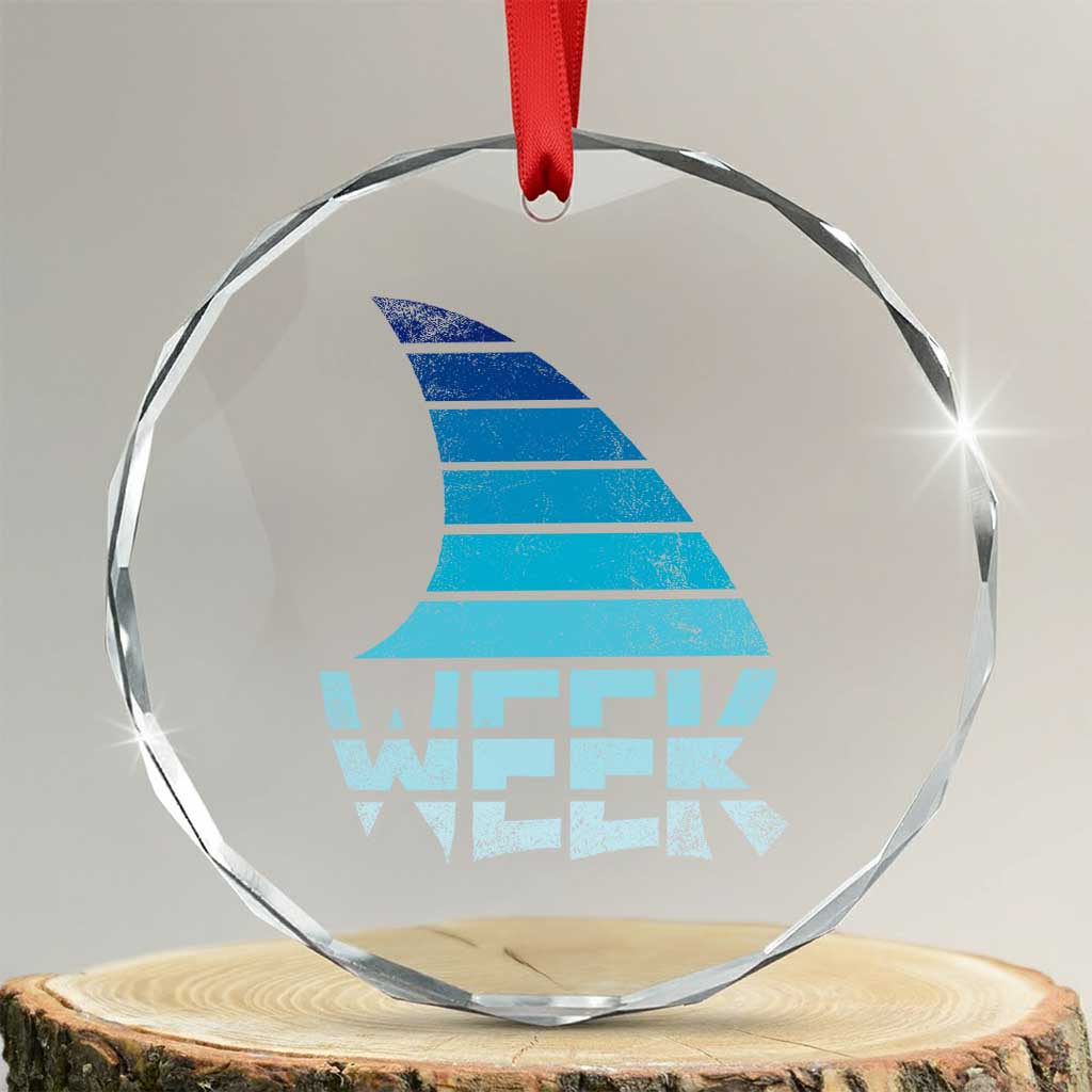 Funny Shark Fin Week Retro Ocean Wildlife Vintage Crystal Glass Ornament TS11 Transparent Glass 3'' Circle Print Your Wear