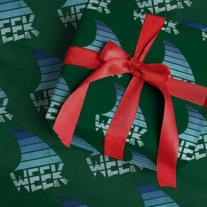 Funny Shark Fin Week Retro Ocean Wildlife Vintage Wrapping Paper Roll TS11 Green Print Your Wear