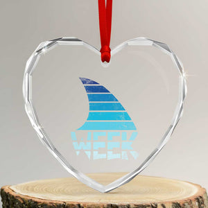 Funny Shark Fin Week Retro Ocean Wildlife Vintage Heart Crystal Glass Ornament TS11 Transparent Glass 3'' Heart Print Your Wear