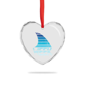 Funny Shark Fin Week Retro Ocean Wildlife Vintage Heart Crystal Glass Ornament TS11 Print Your Wear