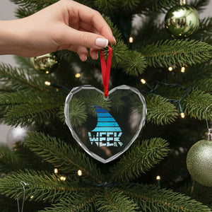 Funny Shark Fin Week Retro Ocean Wildlife Vintage Heart Crystal Glass Ornament TS11 Print Your Wear