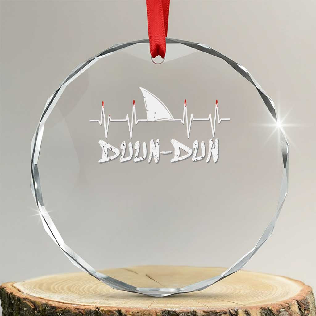 Funny Shark Heartbeat EKG Dunn Ocean Wildlife Crystal Glass Ornament TS11 Transparent Glass 3'' Circle Print Your Wear