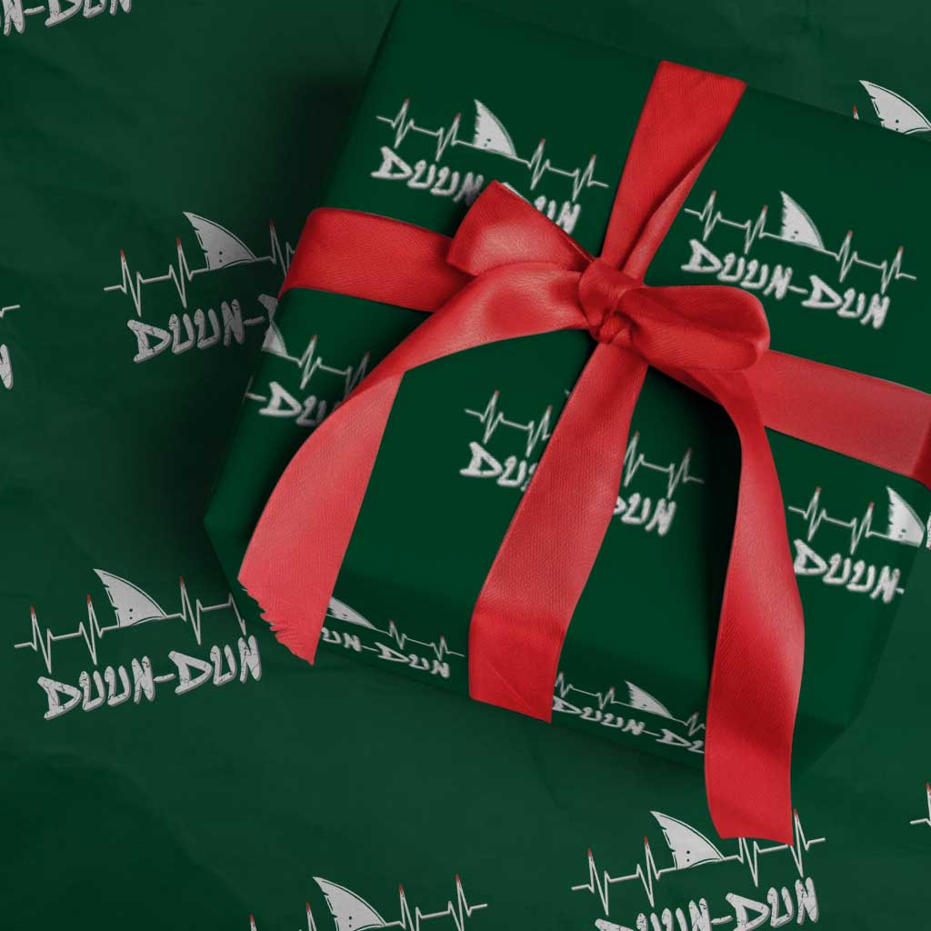 Funny Shark Heartbeat EKG Dunn Ocean Wildlife Wrapping Paper Roll TS11 Green Print Your Wear