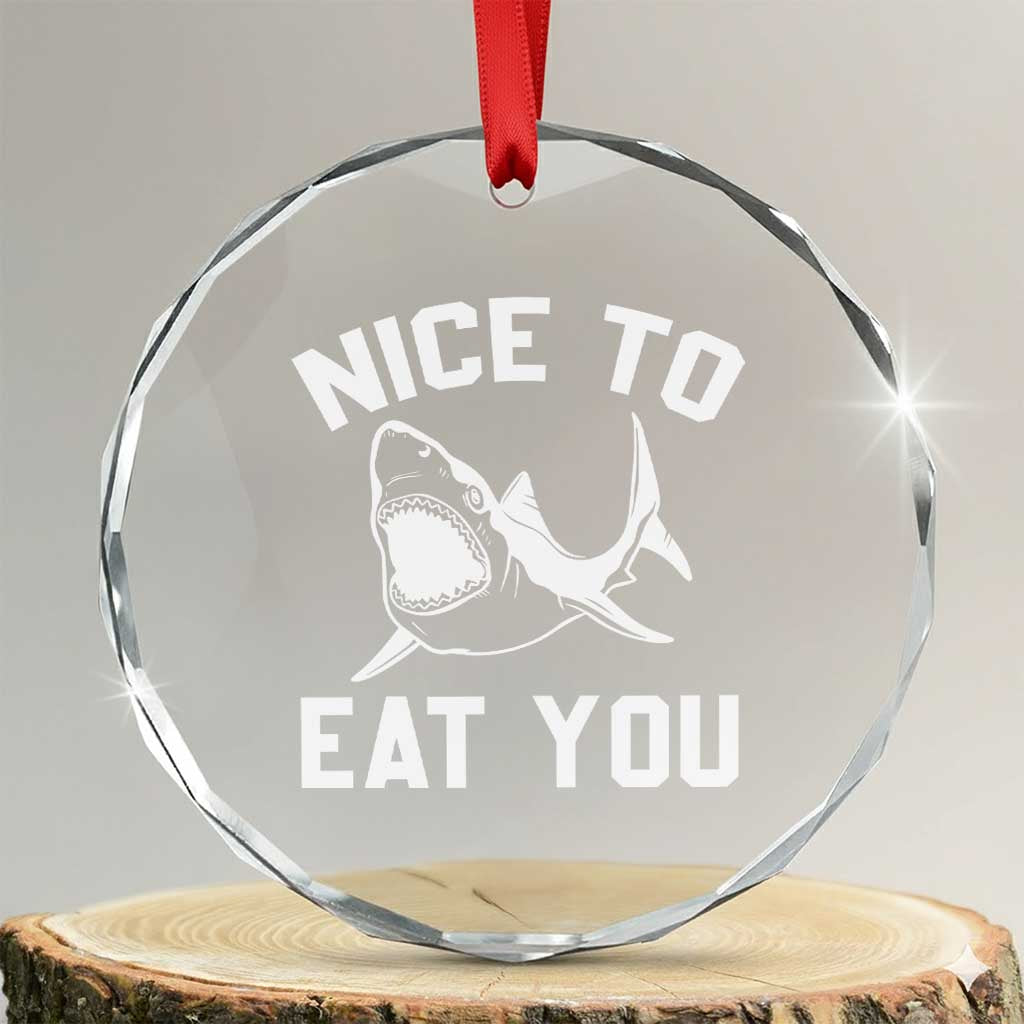 Funny Shark Lover Crystal Glass Ornament Nice To Eat You TS02 Transparent Glass 3'' Circle Print Your Wear