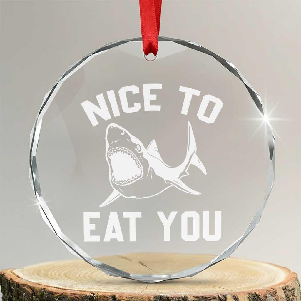 Funny Shark Lover Crystal Glass Ornament Nice To Eat You TS02 Transparent Glass 3'' Circle Print Your Wear