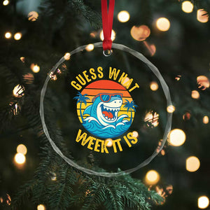 Funny Shark Lover Week Crystal Glass Ornament Guess What Week It Is Ocean Wildlife Retro Sunset TS02 Print Your Wear