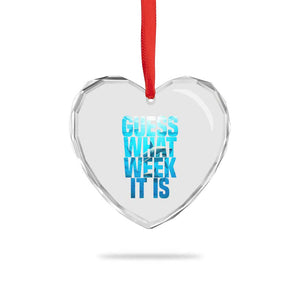 Funny Shark Lover Week Heart Crystal Glass Ornament Guess What Week It Is Blue Ocean TS02 Print Your Wear
