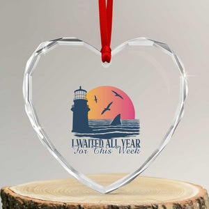 Funny Shark Lover Week Heart Crystal Glass Ornament I Waited All Year For This Week TS02 Transparent Glass 3'' Heart Print Your Wear