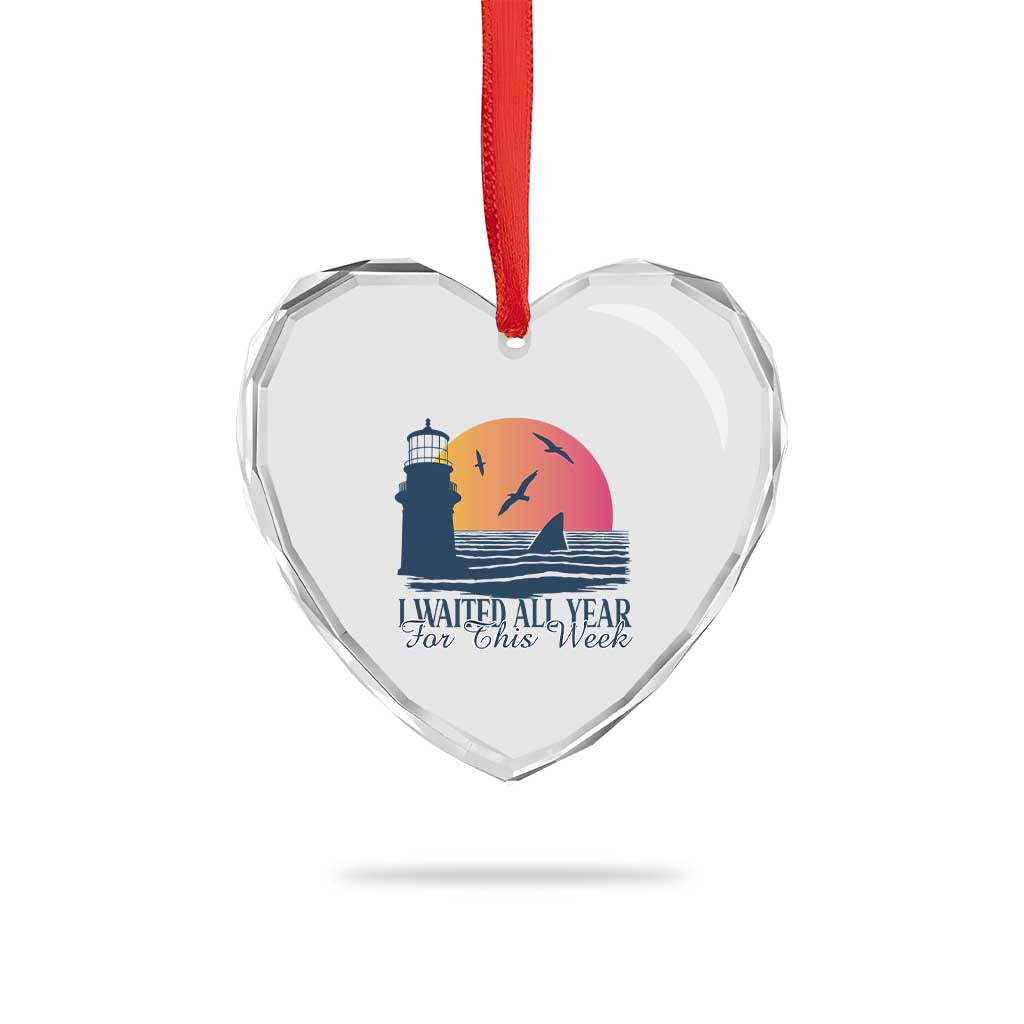 Funny Shark Lover Week Heart Crystal Glass Ornament I Waited All Year For This Week TS02 Print Your Wear
