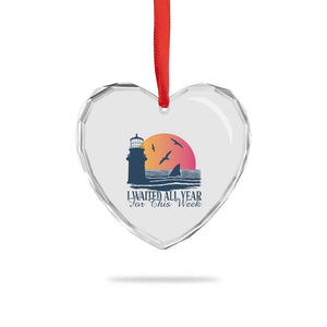 Funny Shark Lover Week Heart Crystal Glass Ornament I Waited All Year For This Week TS02 Print Your Wear