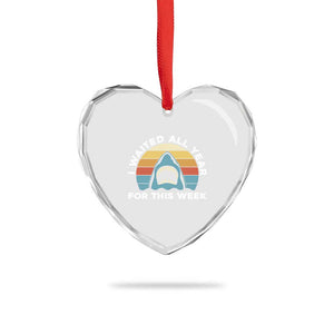 Funny Shark Lover Week Retro Heart Crystal Glass Ornament I Waited All Year For This Week Ocean Wildlife TS02 Print Your Wear