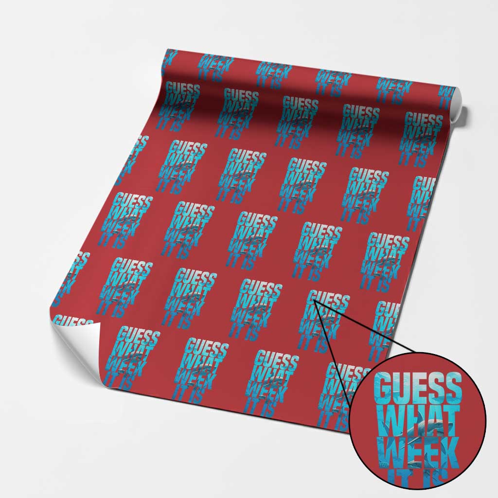 Funny Shark Lover Week Wrapping Paper Roll Guess What Week It Is Blue Ocean TS02 Red Print Your Wear