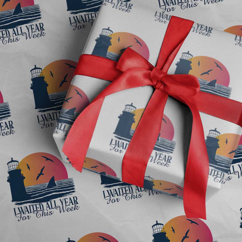 Funny Shark Lover Week Wrapping Paper Roll I Waited All Year For This Week TS02 White Print Your Wear