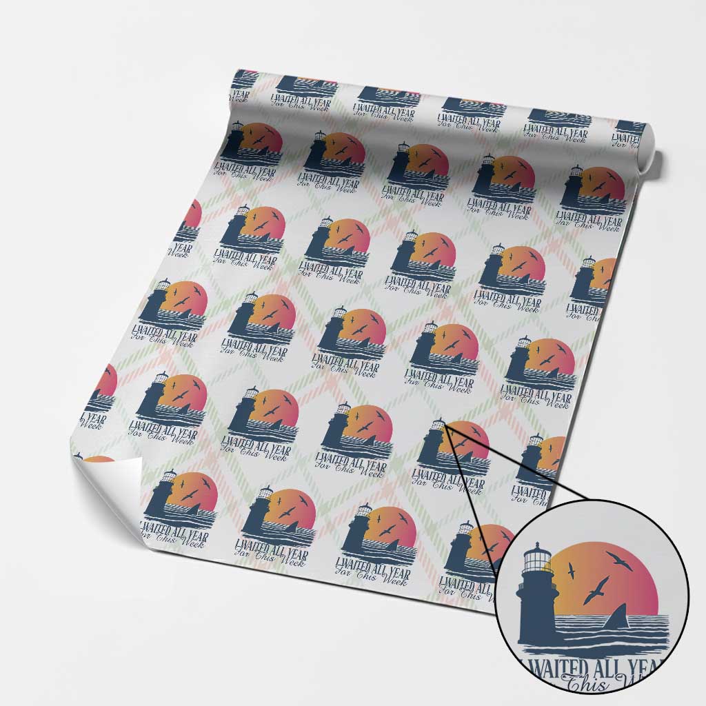 Funny Shark Lover Week Wrapping Paper Roll I Waited All Year For This Week TS02 Christmas Plaid Print Your Wear