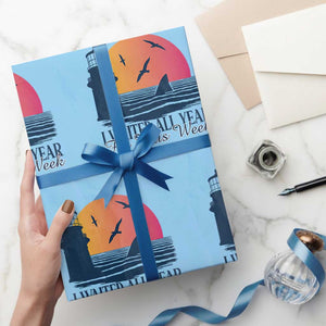 Funny Shark Lover Week Wrapping Paper Roll I Waited All Year For This Week TS02 Light Blue Print Your Wear