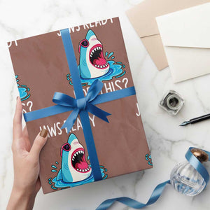 Funny Shark Lover Wrapping Paper Roll Are Jaw Ready For This Ocean Wildlife TS02 Mocha Print Your Wear