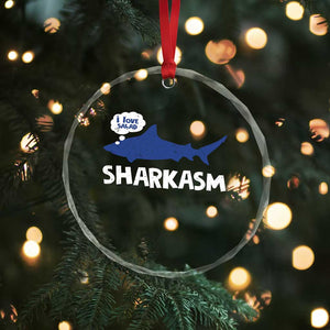 Funny Shark Sarcasm Crystal Glass Ornament Shark Sharkasm Marine Biology Vintage TS02 Print Your Wear