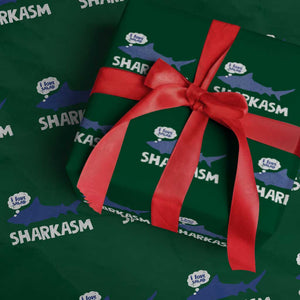 Funny Shark Sarcasm Wrapping Paper Roll Shark Sharkasm Marine Biology Vintage TS02 Green Print Your Wear