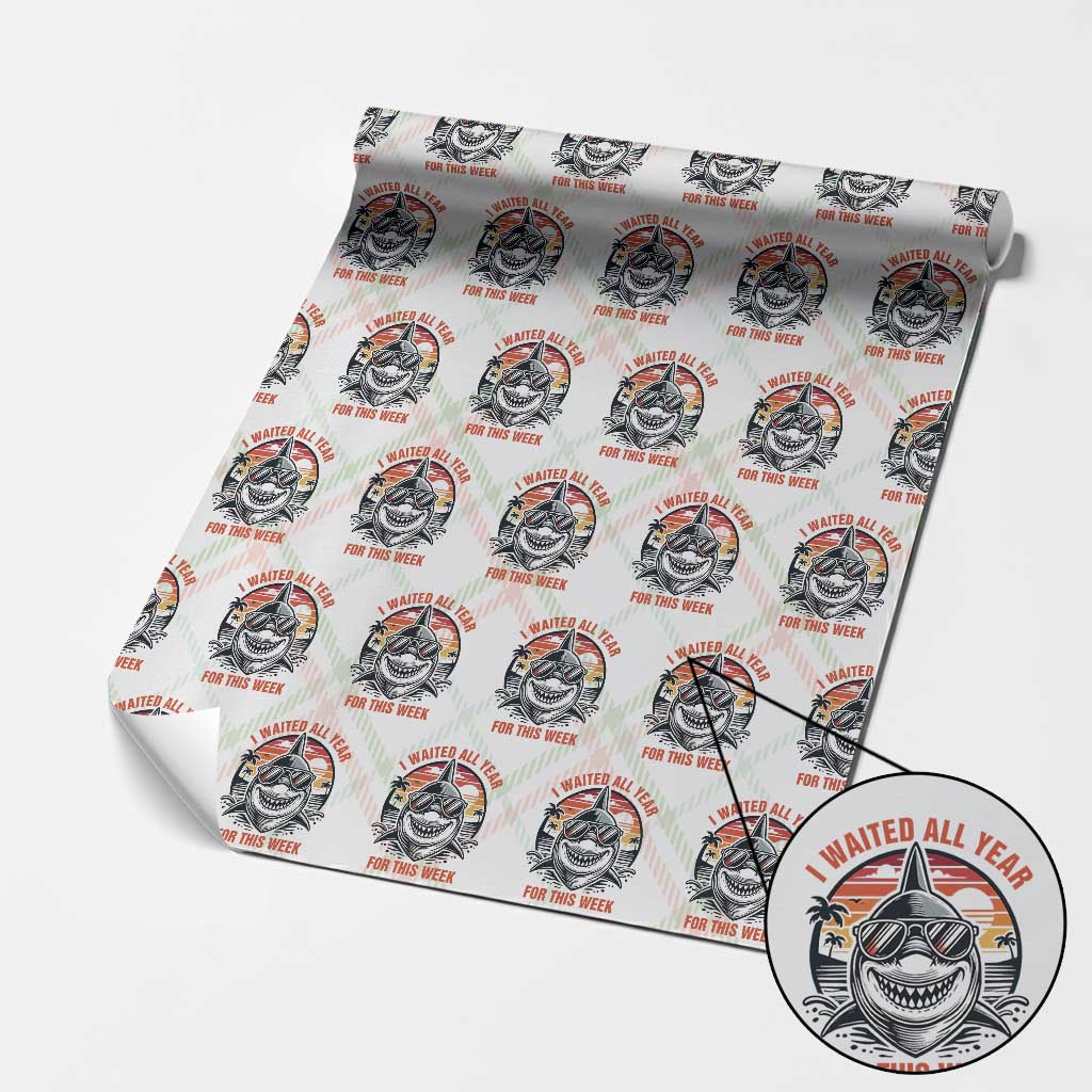 Funny Shark Summer Vacation Wrapping Paper Roll I Waited All Year For This Week