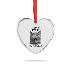 Funny Shocked British Shorthair Cat Heart Crystal Glass Ornament Where Is The Food TS12 Print Your Wear