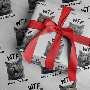Funny Shocked British Shorthair Cat Wrapping Paper Roll Where Is The Food TS12 White Print Your Wear