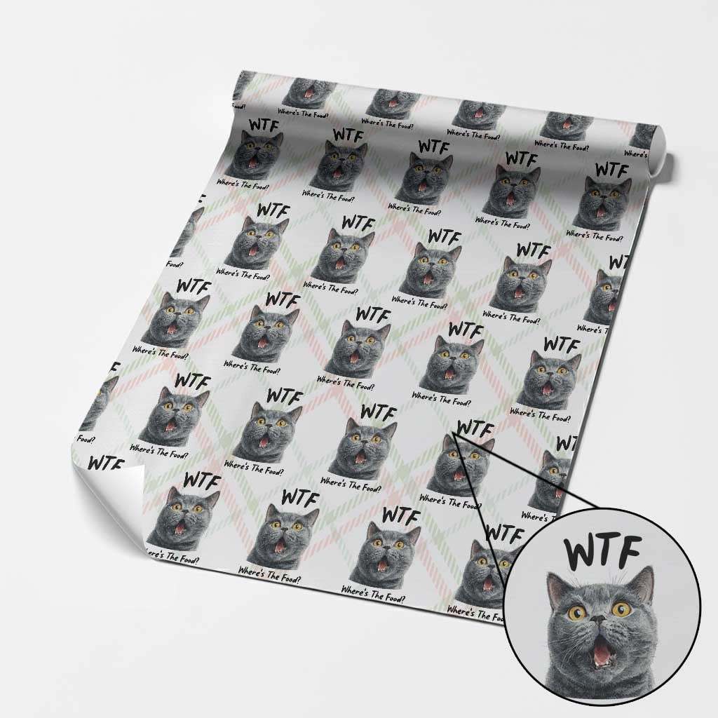 Funny Shocked British Shorthair Cat Wrapping Paper Roll Where Is The Food TS12 Christmas Plaid Print Your Wear