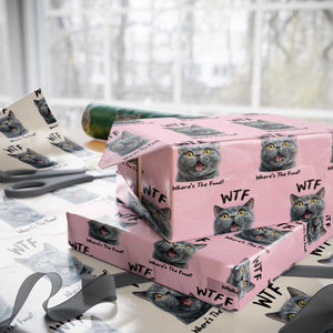 Funny Shocked British Shorthair Cat Wrapping Paper Roll Where Is The Food TS12 Light Pink Print Your Wear