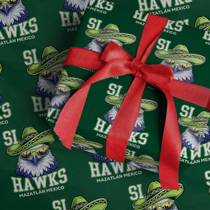 Funny Si Hawks in Mexican Sombrero Wrapping Paper Roll Seattle Skyline Pride Mazatlan Mexico Vacation Green and Blue TS02 Green Print Your Wear