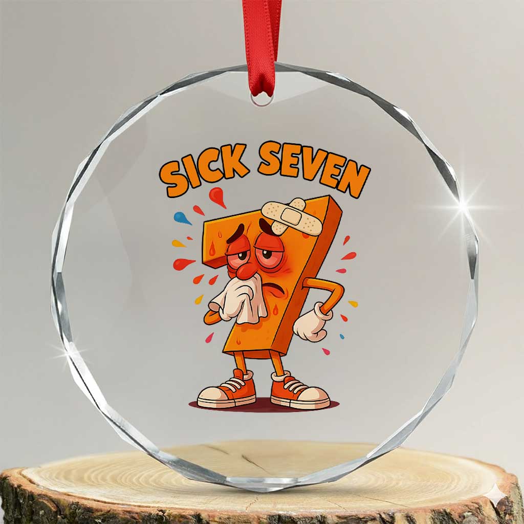 Funny Sick Seven 67 Meme Crystal Glass Ornament Six Seven Wordplay TS11 Transparent Glass 3'' Circle Print Your Wear