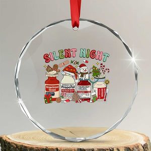 Funny Silent Night Nurse Christmas Crystal Glass Ornament Festive Meds and Holiday Medical Humor TS02 Transparent Glass 3'' Circle Print Your Wear