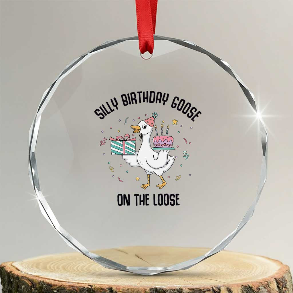 Funny Silly Goose On The Loose Crystal Glass Ornament Birthday Party Gift TS12 Transparent Glass 3'' Circle Print Your Wear