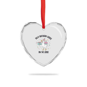 Funny Silly Goose On The Loose Heart Crystal Glass Ornament Birthday Party Gift