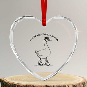 Funny Silly Goose Roller Skater Heart Crystal Glass Ornament Flight Was Never An Option
