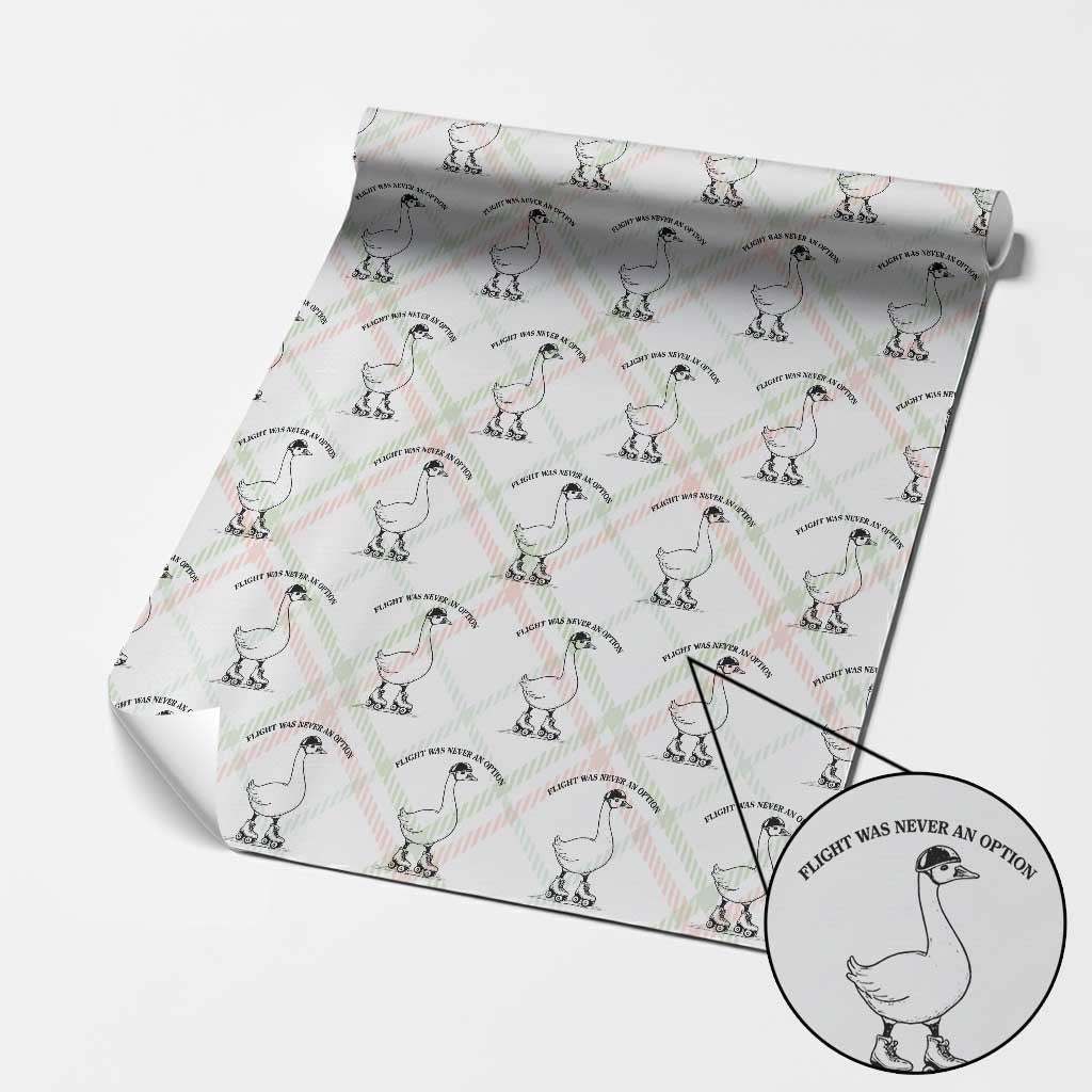 Funny Silly Goose Roller Skater Wrapping Paper Roll Flight Was Never An Option