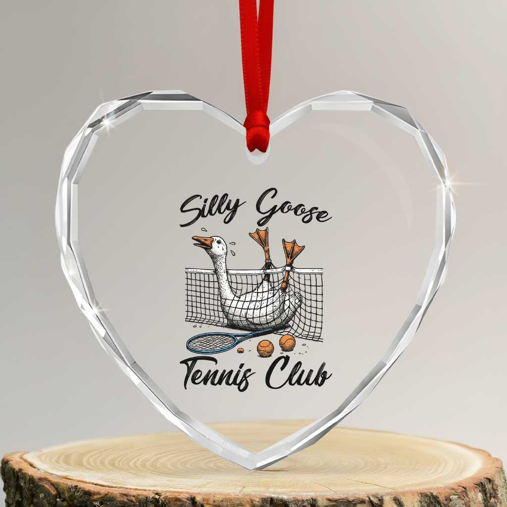 Funny Silly Goose Tennis Club Heart Crystal Glass Ornament Tennis Lover Gift TS12 Transparent Glass 3'' Heart Print Your Wear