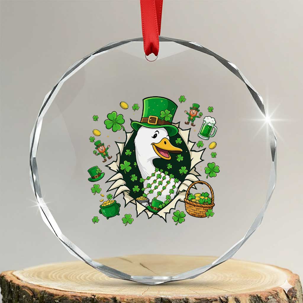 Funny Silly Irish Goose Crystal Glass Ornament St Patricks Day Celebration TS12 Transparent Glass 3'' Circle Print Your Wear