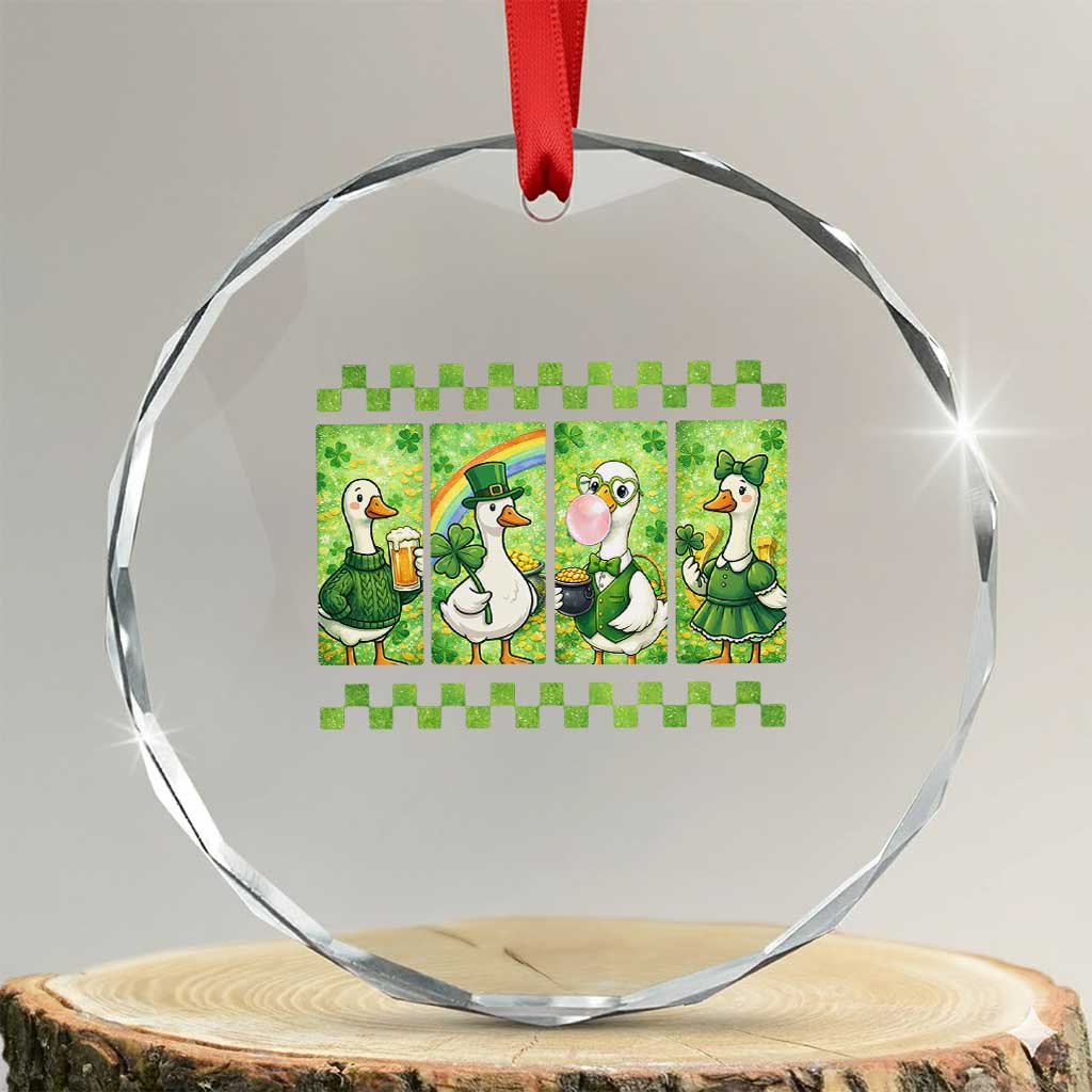 Funny Silly Irish Goose Crystal Glass Ornament St Patricks Day Goose Lover Gift TS12 Transparent Glass 3'' Circle Print Your Wear