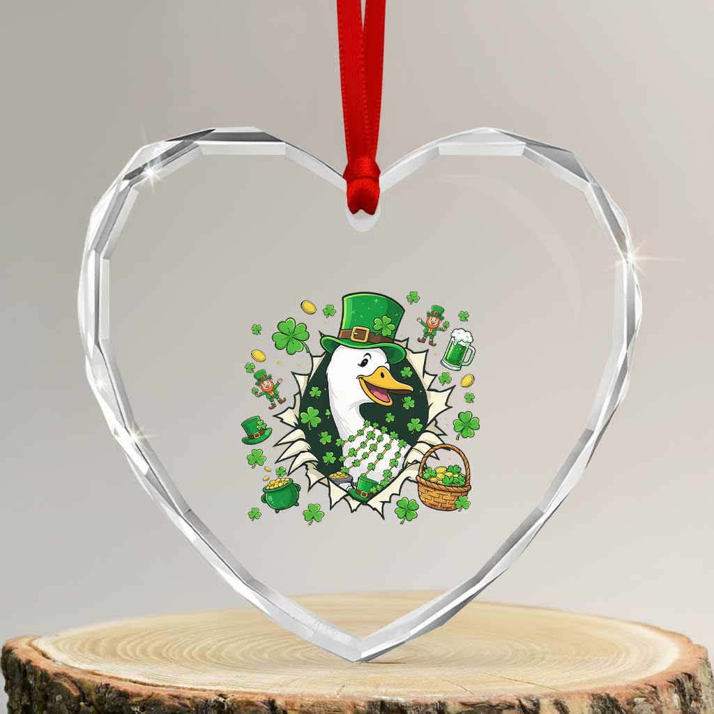 Funny Silly Irish Goose Heart Crystal Glass Ornament St Patricks Day Celebration TS12 Transparent Glass 3'' Heart Print Your Wear
