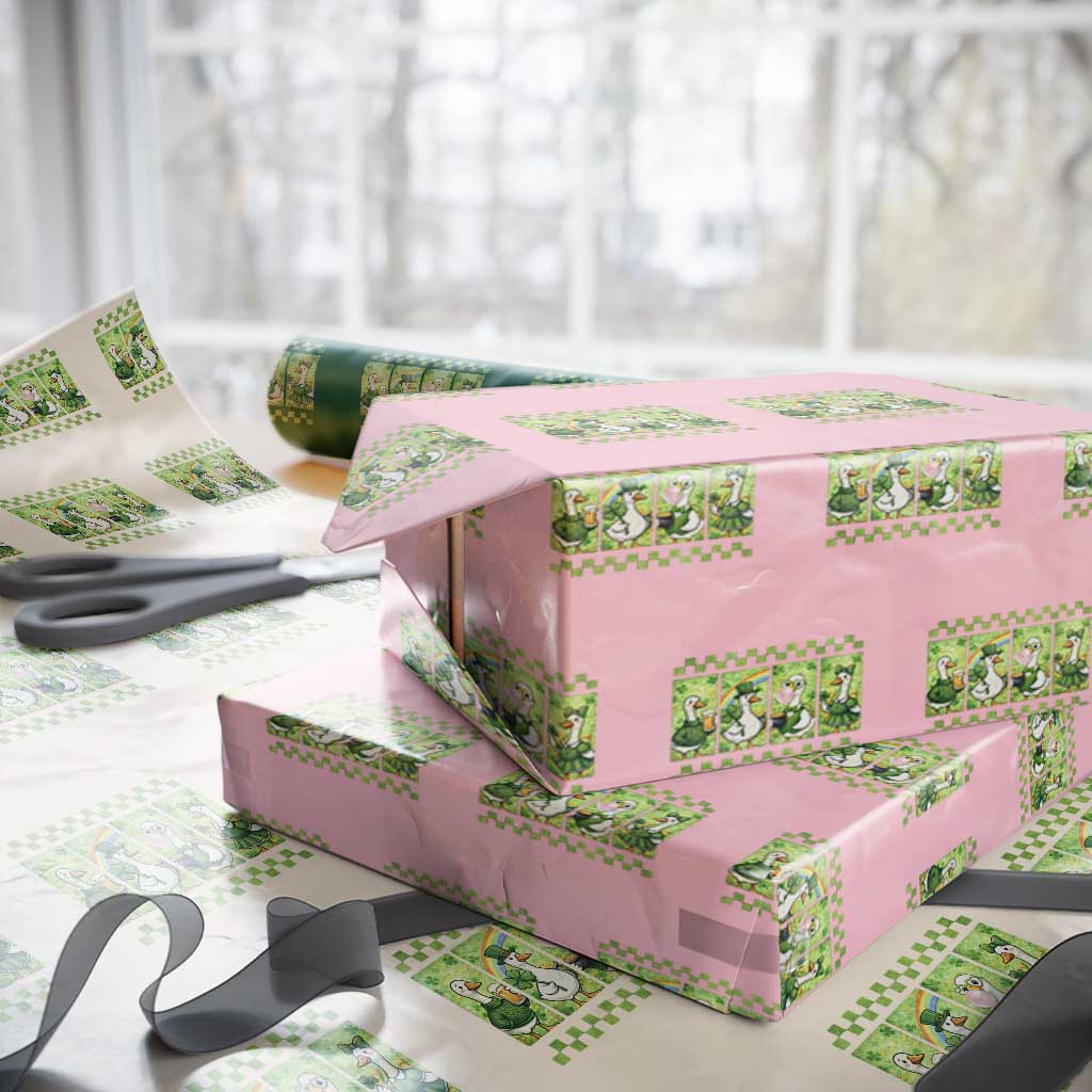 Funny Silly Irish Goose Wrapping Paper Roll St Patricks Day Goose Lover Gift TS12 Light Pink Print Your Wear